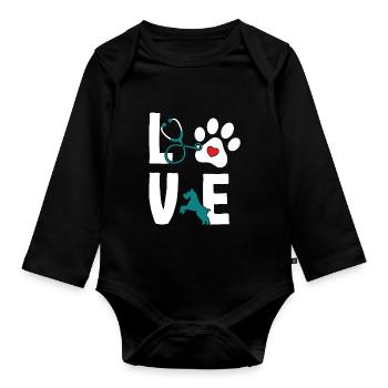 Love Tierarzt Tierärztin Veterinär - Baby Bio-Langarm-Body - Schwarz - Vorne