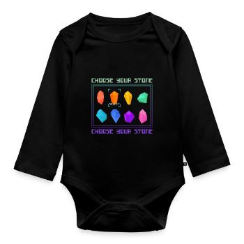 Stone Gaming Style Cristaux Nerd - Body Bébé bio manches longues - noir - Devant
