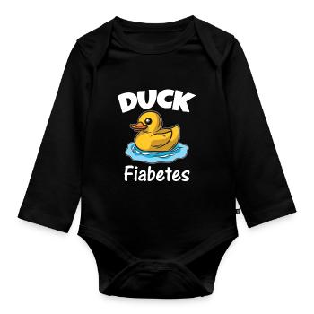 Ente Diabetes Diabetes Wortspiel Humor - Baby Bio-Langarm-Body - Schwarz - Vorne