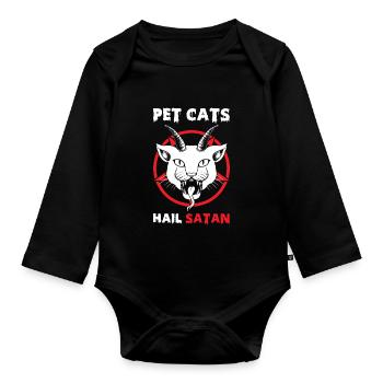 Pet Cats Hail Satan - Organic Longsleeve Baby Bodysuit - black - Front