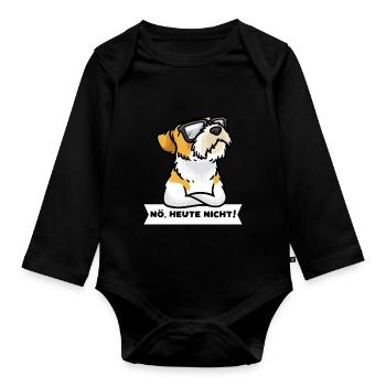 Sturer Kromfohrländer Hund lustig - Baby Bio-Langarm-Body - Schwarz - Vorne