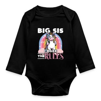 Big Sis Älteste Schwester Zwillingsschwester - Baby Bio-Langarm-Body - Schwarz - Vorne