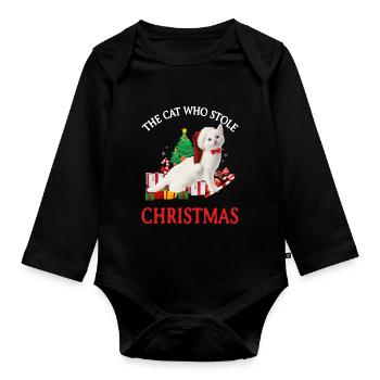 Weihnachten Katze weiß - Baby Bio-Langarm-Body - Schwarz - Vorne