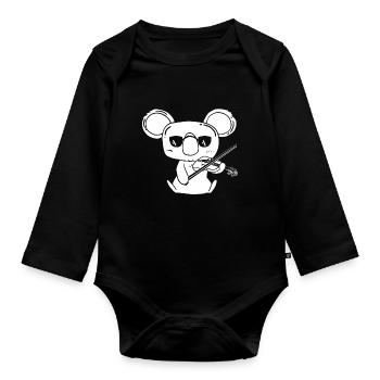 Violinist Violin Koala with Violin - Organic Longsleeve Baby Bodysuit - black - Front