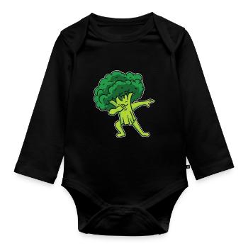 Brocoli Légumes Végétalien Végétarien Dabbing Dab Danse - Body Bébé bio manches longues - noir - Devant