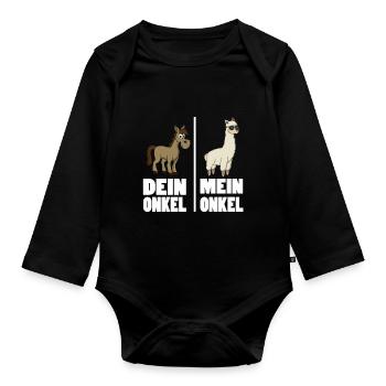 Nichte Neffe Von Onkel Patenonkel Dein Onkel Mein - Baby Bio-Langarm-Body - Schwarz - Vorne