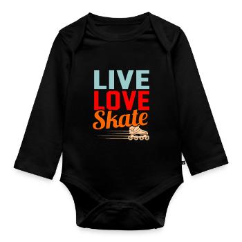 Inline skating - Organic Longsleeve Baby Bodysuit - black - Front