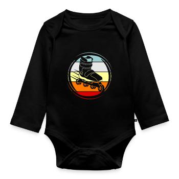 Inline skating - Organic Longsleeve Baby Bodysuit - black - Front