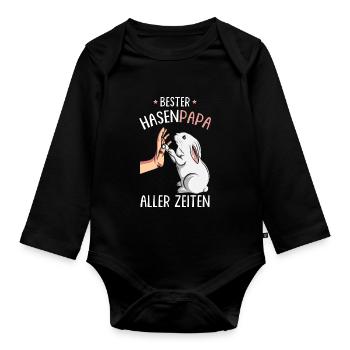 Bester Hasen Papa aller Zeiten Hase - Baby Bio-Langarm-Body - Schwarz - Vorne