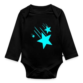 3 étoiles turquoise - Body Bébé bio manches longues - noir - Devant