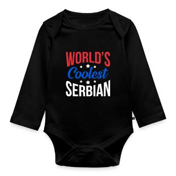 Serbien - Baby Bio-Langarm-Body - Schwarz - Vorne