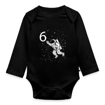 Astronaut 6. Geburtstag Weltraum Jungen 6 Jahre Ra - Baby Bio-Langarm-Body - Schwarz - Vorne