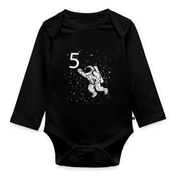 Astronaut 5. Geburtstag Weltraum Jungen 5 Jahre Ra - Baby Bio-Langarm-Body - Schwarz - Vorne