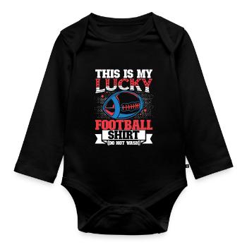 American This Is My Lucky Football - Organic Longsleeve Baby Bodysuit - black - Front