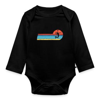 Volley-ball Ball Volleyeur Volleyeur Vintage Volley - Body Bébé bio manches longues - noir - Devant