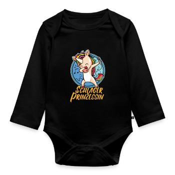 Schlager Prinzessin Deutscher Schlager Einhorn - Baby Bio-Langarm-Body - Schwarz - Vorne