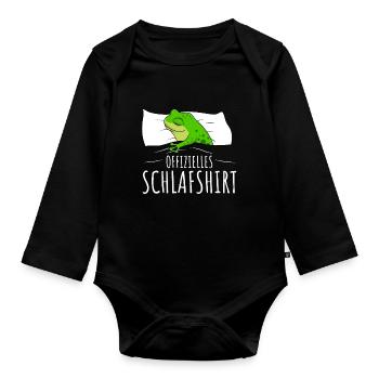Offizielles Schlafshirt Frosch Frösche Damen - Baby Bio-Langarm-Body - Schwarz - Vorne