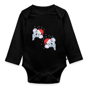 Cadeau de pyjama de Noël Koala - Body Bébé bio manches longues - noir - Devant