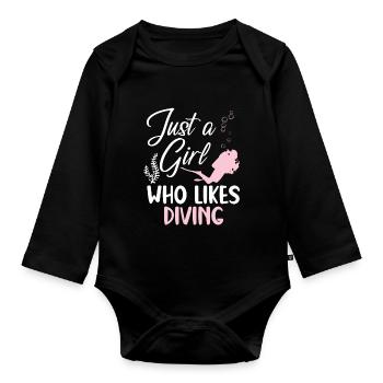Juste une fille qui aime les plongeurs - Body Bébé bio manches longues - noir - Devant