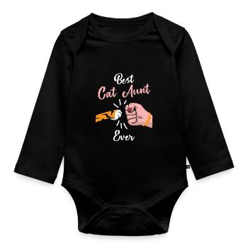 Meilleure tante de chat de tous les temps avec cat Faust - Body Bébé bio manches longues - noir - Devant