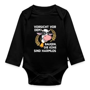 Landwirt Bauer Stall Kühe | Kuh - Baby Bio-Langarm-Body - Schwarz - Vorne