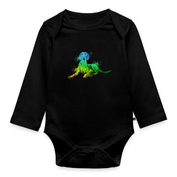 Farbenfroher Magyar Vizsla - Baby Bio-Langarm-Body - Schwarz - Vorne