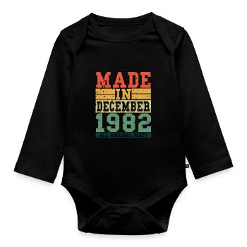 1982 Anniversaire Décembre Vintage Dicton - Body Bébé bio manches longues - noir - Devant