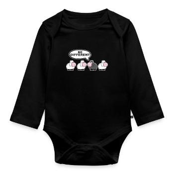 Be different black sheep T-shirt - Organic Longsleeve Baby Bodysuit - black - Front