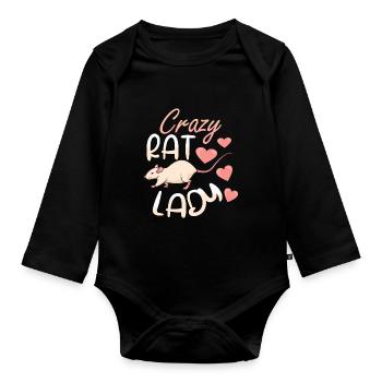 Rat Lover Rat Pet Rodent Mouse Rat Lady gift idea - Organic Longsleeve Baby Bodysuit - black - Front