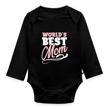 world's best mom - Organic Longsleeve Baby Bodysuit - black - Front