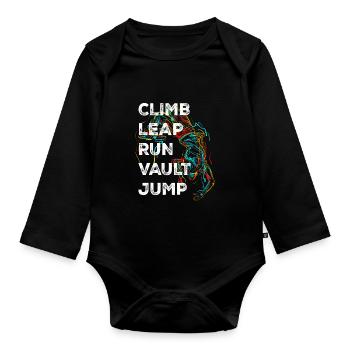 Climb LEap Run Vault Jump Parkour - Baby Bio-Langarm-Body - Schwarz - Vorne