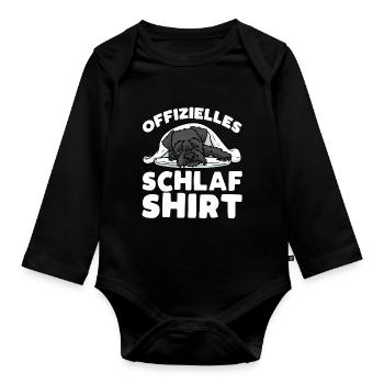 Riesenschnauzer Welpe Schlafshirt - Baby Bio-Langarm-Body - Schwarz - Vorne