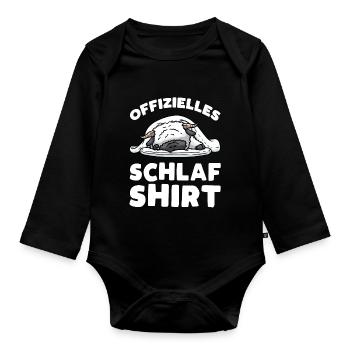 Walliser Schwarznasenschaf Schlafshirt Pyjama - Baby Bio-Langarm-Body - Schwarz - Vorne