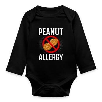 Erdnuss Allergie Erdnussallergie Nuss Zeichen Test - Baby Bio-Langarm-Body - Schwarz - Vorne