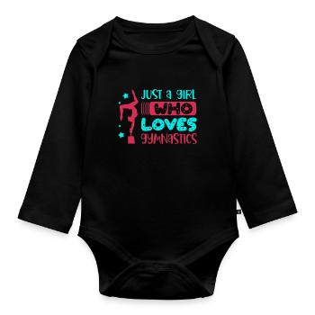 Gymnastics for a Gymnast - Organic Longsleeve Baby Bodysuit - black - Front