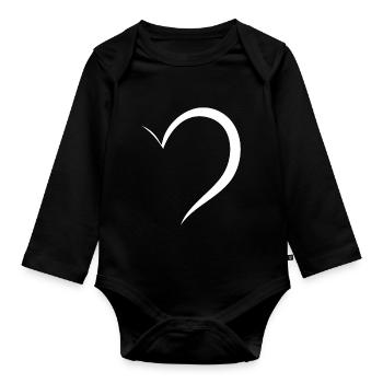 Half White Heart - Organic Longsleeve Baby Bodysuit - black - Front