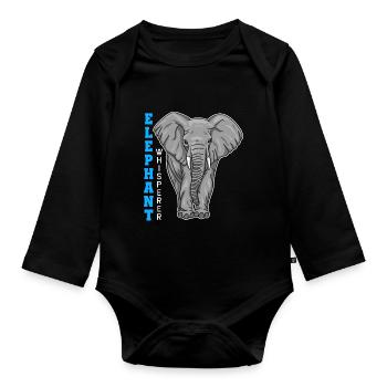 Elephant Elephant Whisperer - Organic Longsleeve Baby Bodysuit - black - Front