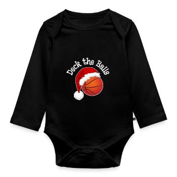Weihnachtsbasketballfans - Weihnachtslied Pun - Baby Bio-Langarm-Body - Schwarz - Vorne