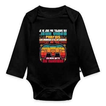 Gamer Drôle Jeux Vidéo Gaming - Body Bébé bio manches longues - noir - Devant