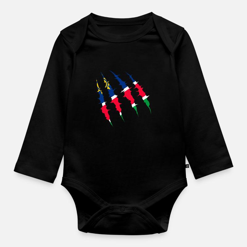 Namibia - Baby Bio-Langarm-Body - Schwarz