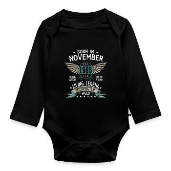 Born in November 1985 - Baby Bio-Langarm-Body - Schwarz - Vorne