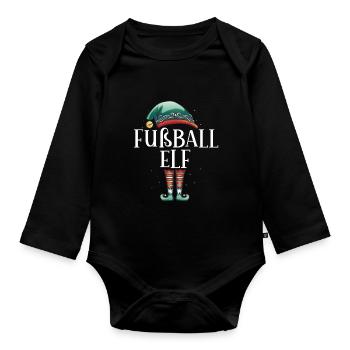 Weihnachten Partnerkostüm Fußball Elf Elfe Elfen - Baby Bio-Langarm-Body - Schwarz - Vorne