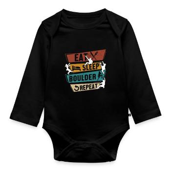 Bouldering Kletterer Geschenke Boulder Kletter - Baby Bio-Langarm-Body - Schwarz - Vorne