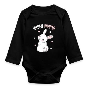 Hasenmama Hase Kaninchen Ostern Hasen - Baby Bio-Langarm-Body - Schwarz - Vorne