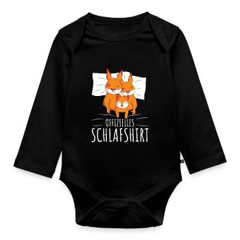Offizielles Schlafshirt Eichhörnchen Familie - Baby Bio-Langarm-Body - Schwarz - Vorne