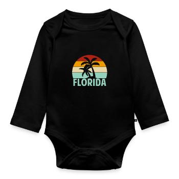 Beach Surfing Summer Miami Floride - Body Bébé bio manches longues - noir - Devant