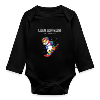 Lenzerheide Graubünden Schweiz Retro Snowboard - Baby Bio-Langarm-Body - Schwarz - Vorne