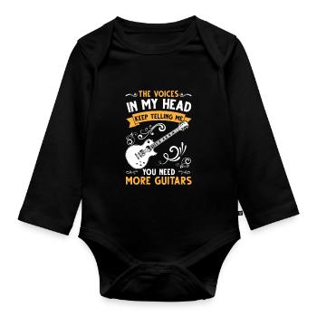 Musicien Guitariste Cadeau Guitariste - Body Bébé bio manches longues - noir - Devant