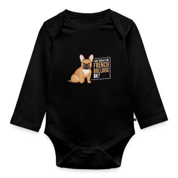 J’aime vraiment Français Bulldog ok? - Body Bébé bio manches longues - noir - Devant