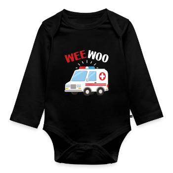 Wee Woo Sanitäter Rettungsdienst Geschenk - Baby Bio-Langarm-Body - Schwarz - Vorne